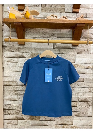 Laciel Paris Summer Clup Oversize Çocuk Tişört Petrol Mavi