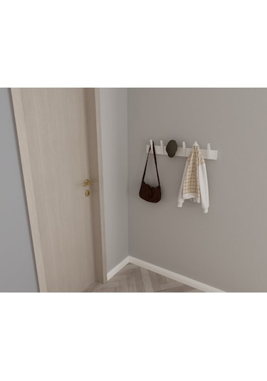 Hepsi3boyutlu Modern Duvar & Kapı Kanca Askılık - 6 Adet Beyaz Kanca Askılık - Model No : 4 Beyaz