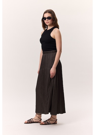 Crush Saten Etek Kahverengi Kahverengi