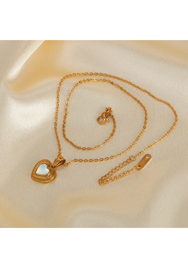 Sones Opk Gx2428 Vintage Paslanmaz Çelik Şeftali Kalp Kolye Mizaç Köprücük Kemiği Kolye Çok Renkli