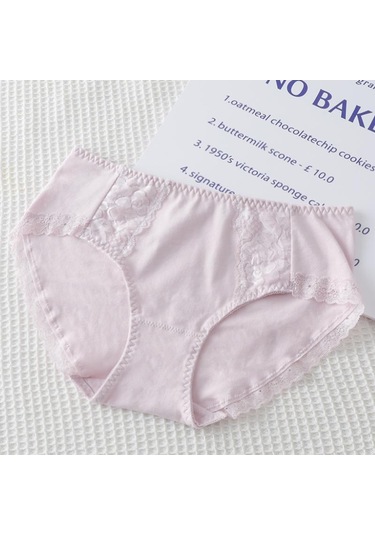 Mor Kadınlar İçin Saf Pamuk Dikişsiz İç Giyim Antibakteriyel Nefes Rahat Düz Renk Kızlar İçin Orta Bel Üçgen Örgü Mor