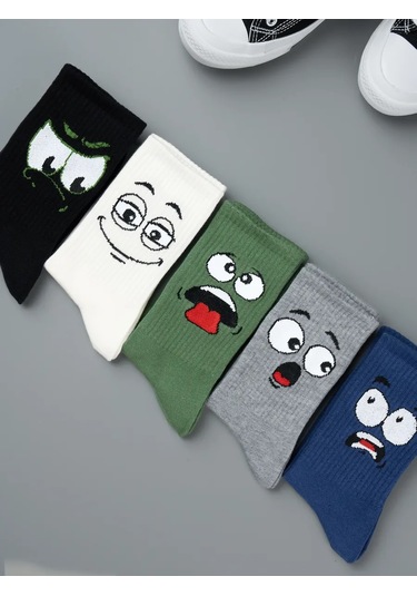 Responce 5 Çift Baskılı Uzun Çorap Seti 365222325 Gri