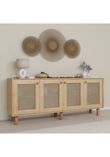 Bohem Serisi Natura Pvc Hasır Desen Ceviz - Meşe Konsol Safir Meşe