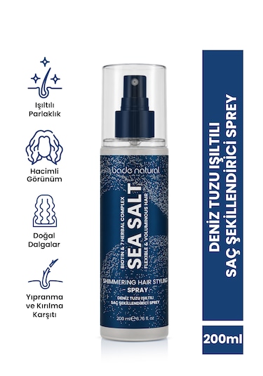 Bade Natural Deniz Tuzu Işıltılı Şekillendirici Saç Spreyi 200 Ml