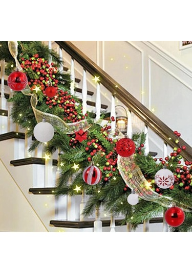 Moveevo 44 Adet 3-6 Cm Elektroplated Plastik Noel Topu - Altın Beyaz Renkli Ağaç Süs Takımı 270g Kutulu