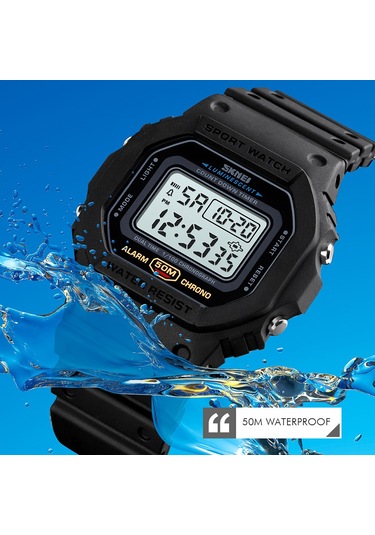 Dofolink Skmeı Erkek Spor Saati 50m Su Geçirmez - Alarm, Kronometre, Geri Sayım, Saat Vuruşu Ve Gece Aydınlatması Özellikli Mavi Dijital Saat