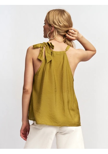 Zolla Kadın Keten Kolsuz Bluz Üst 437028303