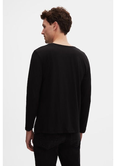 Ds Damat Slim Fit Siyah Bisiklet Yaka %100 Pamuk Nefes Alabilen Uzun Kollu Body T-shirt 4hc14ort0007m 001