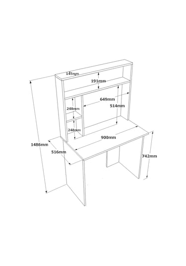 Robinhome Robin Home Cornelia No 2 Çalışma Masası Kitaplık Çam Gri Antrasit
