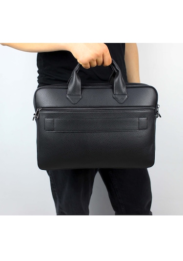 Unisex Siyah Çok Bölmeli 14 İnç Evrak Ve Laptop Çantası