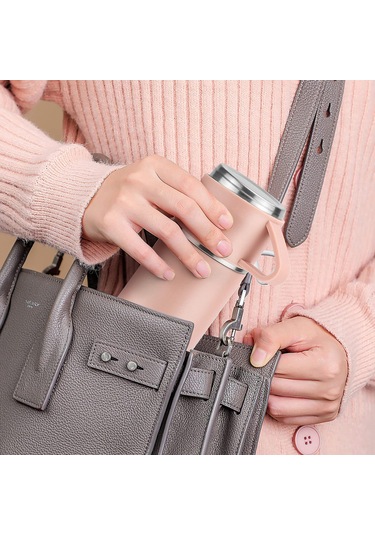 Hangfox Paslanmaz Çelik Isı Saklama Bardağı 500ml, 12 Saat Isı Tutma, Sızdırmaz, Taşınabilir, Ev Ve Dış Mekan İçin - Siyah Pembe