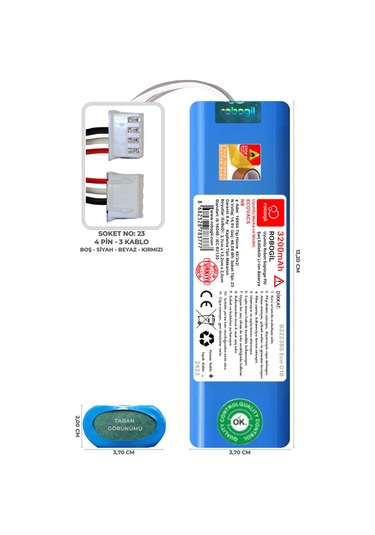 Ecovacs N8 3200mah Uyumlu Robot Süpürge Pili B3223bs-eco-016