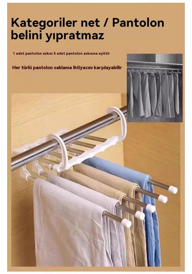 Katlanır Pantolon Askısı Giysi Çok İşlevli Pantolon Askısı Ev Depolama Askısı Beyaz