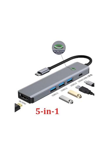 Kebidumei9'lu Usb C Bağlantı İstasyonu - Hdmı 4k 60hz, Usb 3.0 Hub, 100w Macbook Uyumlu Şarj Gümüş Chına
