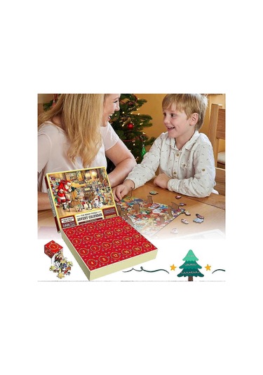 24 Parçalı Noel Advent Takvimi Kız Erkek 1008 Parçalı Noel Bulmaca Geri Sayım Takvimi