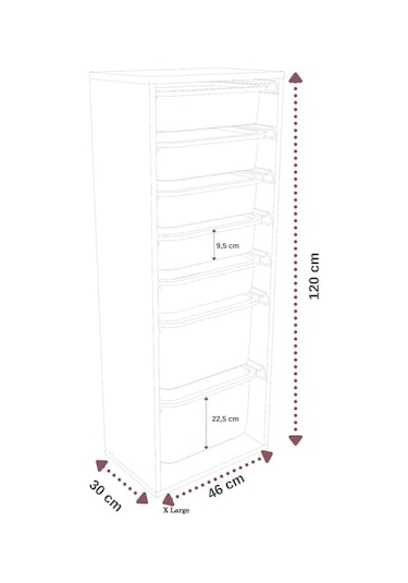 %100 Mdf - Xl Mono 7 Sepetli Oyuncak Dolabı Mavi
