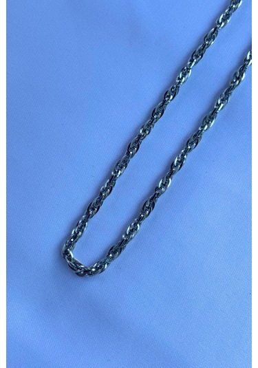 El İşçiliği Paslanmaz Çelik Zincir Erkek Kolye Gümüş