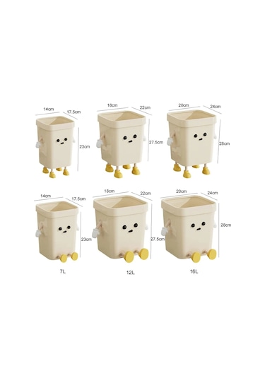 Sones Sevimli Kare Çöp Kutusu Ev Oturma Odası Banyo Çöp Kutusu, Stil: 7l Ayaklı Beyaz Diğer