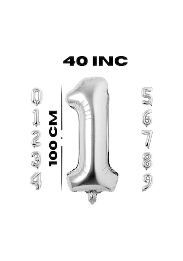 Folyo Balon Rakam Gümüş Renk 34 Inc 76 Cm Helyum Uyumlu 4