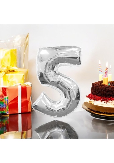 Brokoli Home 5 Numara Folyo Gümüş Balon 100cm 40inç Helyuma Uygu Karışık Renkli