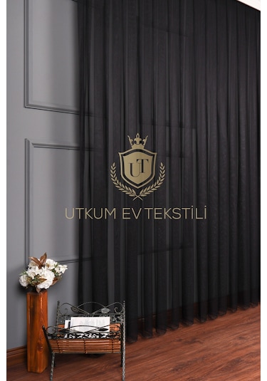 Siyah Grek Tül Perde Petek Zemin