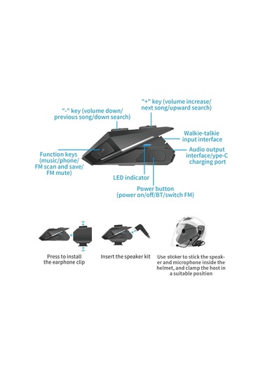 Motosiklet Kask Kulaklık Bt5.0: Kablosuz Kulaklık, Ip67, Fm Radyo, Mikrofonlu