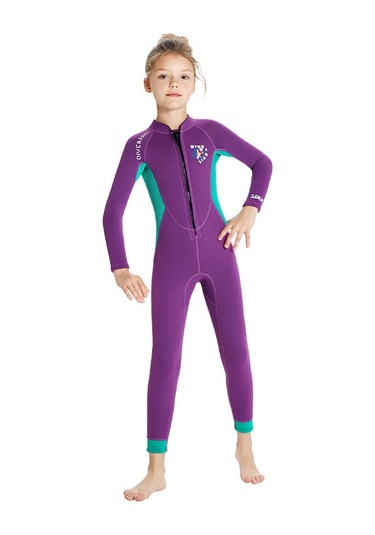 Vkemall Kız Çocuklar İçin 2.5mm Neopren Islaklık, Isı Sağlar, Yumuşak, Hafif, S Sıze, Dalış-sörf-kano İçin Mor Çok Renkli