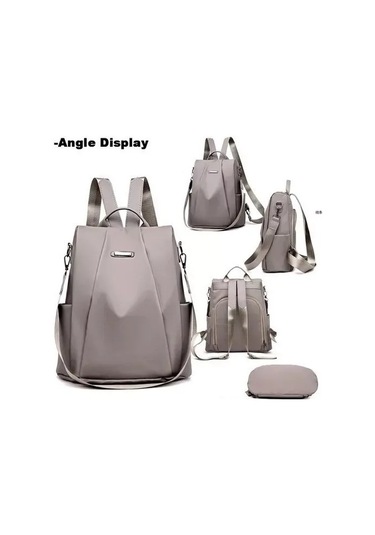 Moveevo Kadın Çift Askılı Sırt Çantası - Minimalist Desenli Nilon Oksford Kumaş - Dışarıda Kullanıma Uygun - Kahverengi Diğer