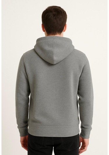 Axxel Erkek Gri Kapüşonlu Sweatshirt-w1108 Gri 3 İplik Şardonlu