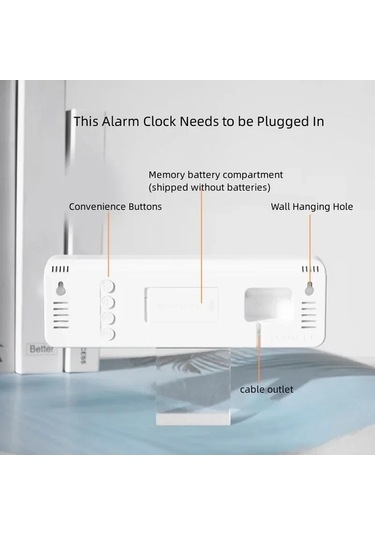 Ganzhoushop Zilinn Usb Temp Siyah Saati Saati Saat Renki Powered Otomatik Nem Masa Led Kabuk Işığı-41 İnç Hafta Gül Elektronik Duvar Dst Dimmer Dijital Çok Çalar Büyük 9 12/24h Eh Çok Renki