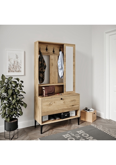 Valentinp Wood Tarz,raflı,aynalı Ayakkabılık/vestiyer/portmanto