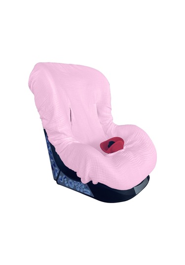 4katlı Müslin Bebek Oto Koltuk Kılıfı Lastikli %100pamuk Pembe
