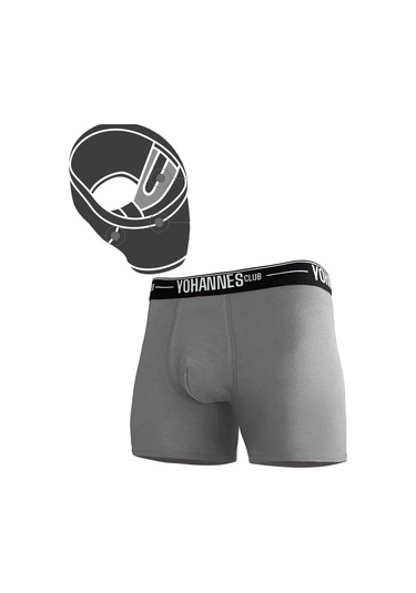 Yohannes Club, Erkek Özel Bölmeli Pamuklu Boxer, Renk Seçenekli, Tekli Paket Gri