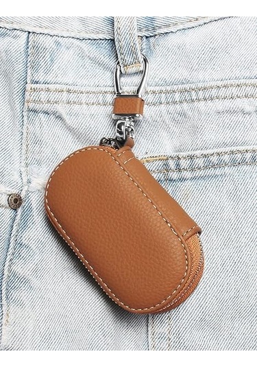 Araba Anahtarı Kılıfı, Pu Deri Evrensel Anahtarlık Araba Çantası, Erkekler İçin Vintage Stil Fermuarlı Anahtar Çantası Diğer