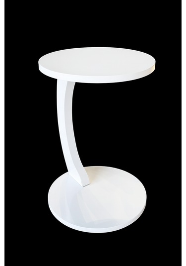 Cereste Gizli Tekerlekli C Yan Sehpa Mdf Beyaz