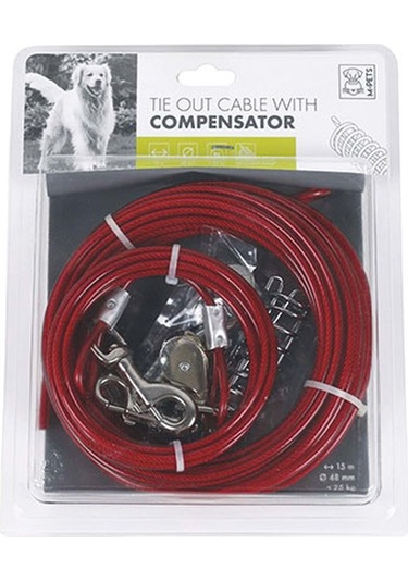 M-pets Compansatör Çelik Köpek Bahçe Bağlama Halatı 15 M 244-58014.03