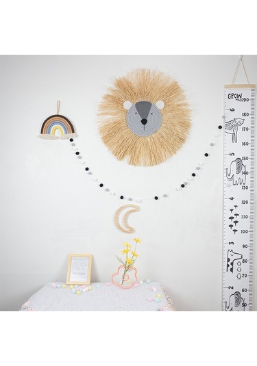 Sones El Yapımı Dokuma Karikatür Aslan Kaplan Hasır Ev Duvar Süsleri Çocuk Odası Giyim Mağazası Aksesuarları Sz-m04