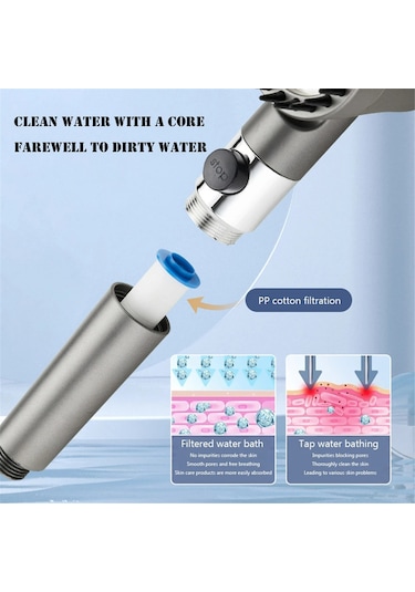 Hangfox Siyah 3 Modlu Yüksek Basınçlı Duş Başkanı - 22 Masaj Şeridi, Su Kesme Düğmesi Ve Filtreleme Fonksiyonu İle Delik Açmayan Tutucu + Filtre Pamuk Diğer