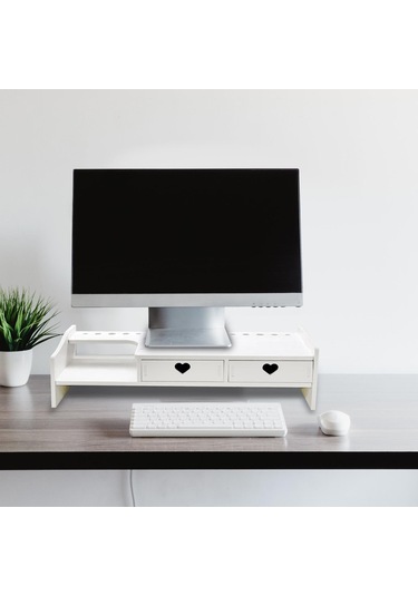 Homyl Monitör Standı Yükseltici, Dizüstü 2-beyaz-çekmece