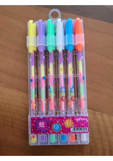 Gökkuşağı Jel Kalem, Rengi Değişen Tükenmez Kalem, 6lı Hediyelik Tatlış Sevimli Kalemler