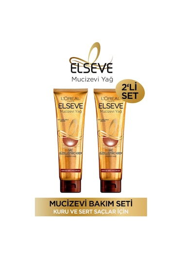 Elseve Mucizevi Yağ Kuru Saçlar için Saç Bakım Kremi 2 x 150 ML