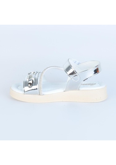 Poliva 5095 Cırtlı Yazlık Kız Çocuk Sandalet Ayakkabı Gümüş