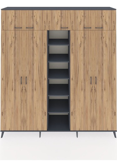 Hyperion Dolap 18 Raflı 9 Kapaklı 220x44x243 Antrasit-çam/antrasit Atlas Çam/antrasıt