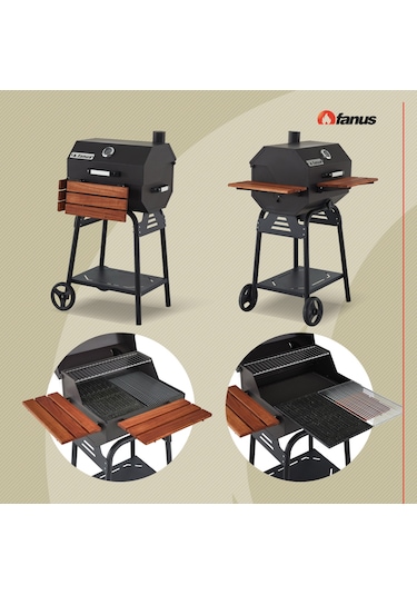 Fanus B50 Asansörlü Kömürlü Barbekü Mangal Döküm Izgaralı