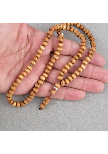 Şimşir Ağacı Vernikli 99luk Tekerlek Kesim 7x5mm Tesbih Açık Kahverengi