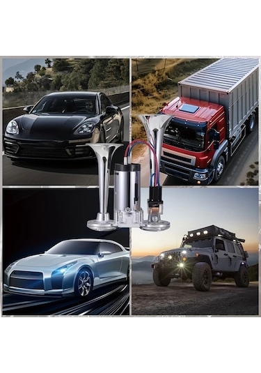 Pazly Silvery 12v Çift Boru Araba Kornası Elektrikli Pompa - Tüm 12v Araçlar İçin