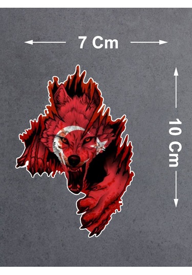 Kurt Gökbörü Ay Yıldızlı Kurt Sticker - Türk Gökbörü Börü Göktük Turan Sticker - 00244 10x7 Cm