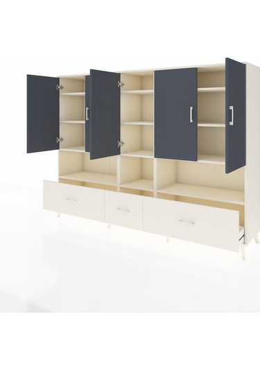 Hyperion Dolap 12 Raflı 3 Çekmeceli 5 Kapaklı 220x44x163 Aytaşı-a Aytaşı-antrasit/aytaşı