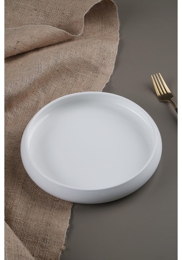 Acar SCT-21-0220/16 Bianco Perla Porselen Yuvarlak Tabak - 24 Cm
