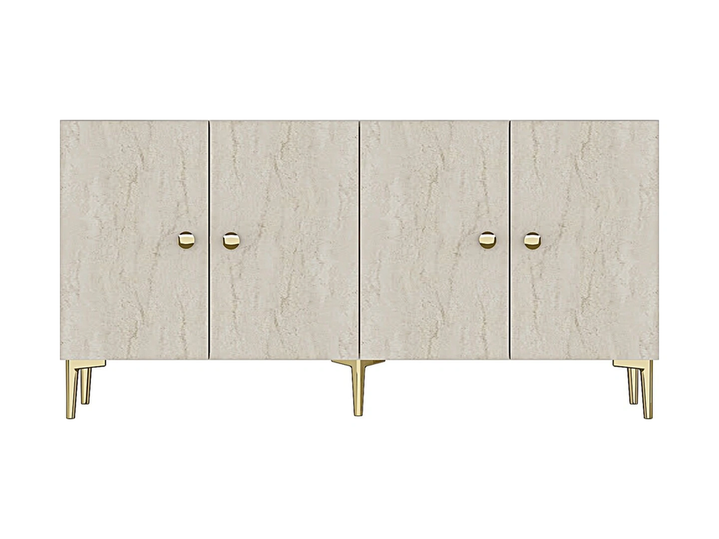 Ka1517btg Sımple150 Konsol, Kahve Köşesi, Tv Sehpası Beyaz-traverten Kapak-gold 150cm Çok Renkli